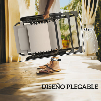 Set of 2 Garden Loungers Outdoor Folding with Side Table Cup Holder Zero Gravity Loungers with Adjustable Backrest Removable Armrest for Patio Pool Terrace Exterior Beige