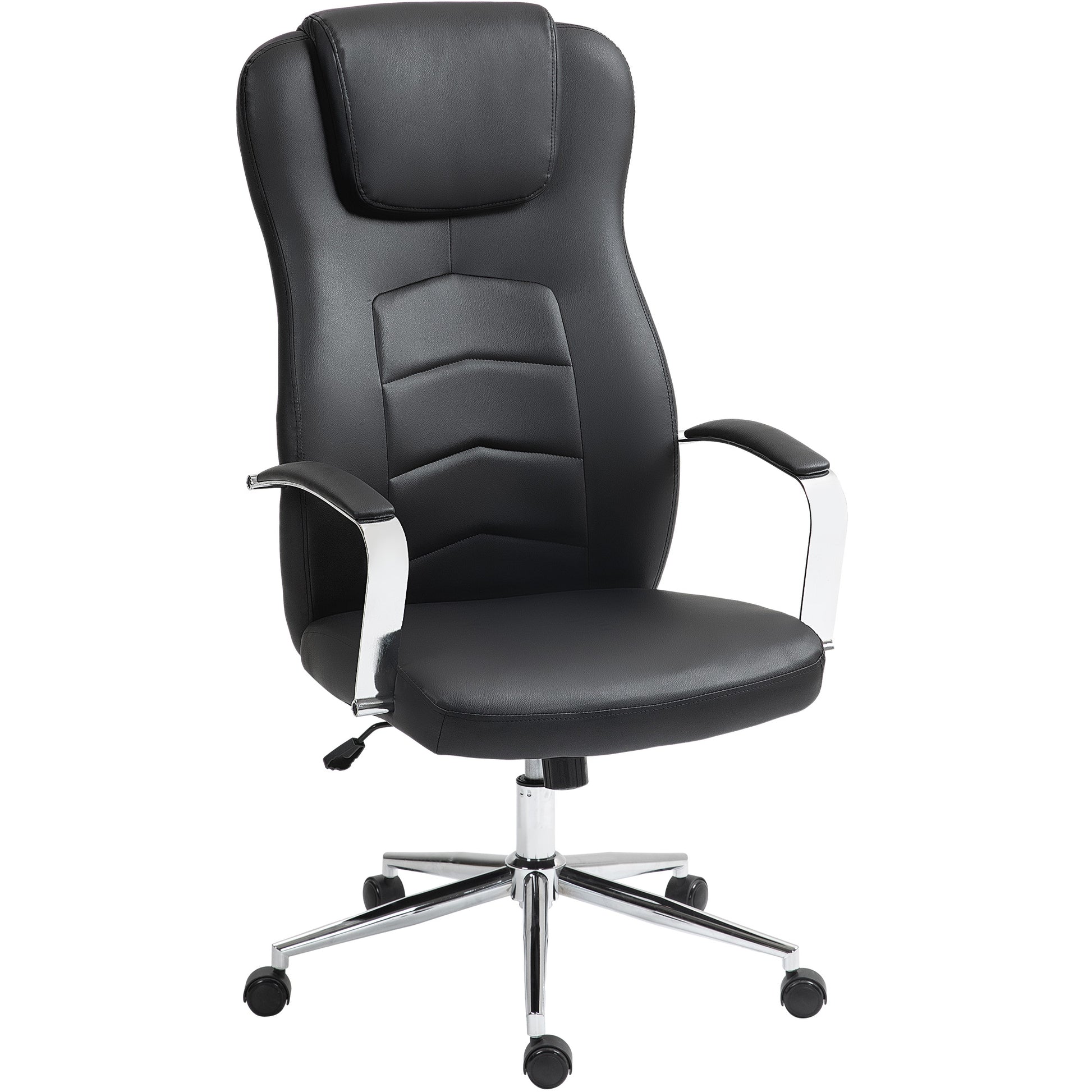 Office Chair with Rocking Function, Padded Desk Chair, Height Adjustable Swivel Chair with Reclining Function, Holds Up to 120 kg, for Office, Study Room, Black