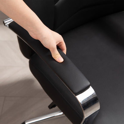 Office Chair with Rocking Function, Padded Desk Chair, Height Adjustable Swivel Chair with Reclining Function, Holds Up to 120 kg, for Office, Study Room, Black