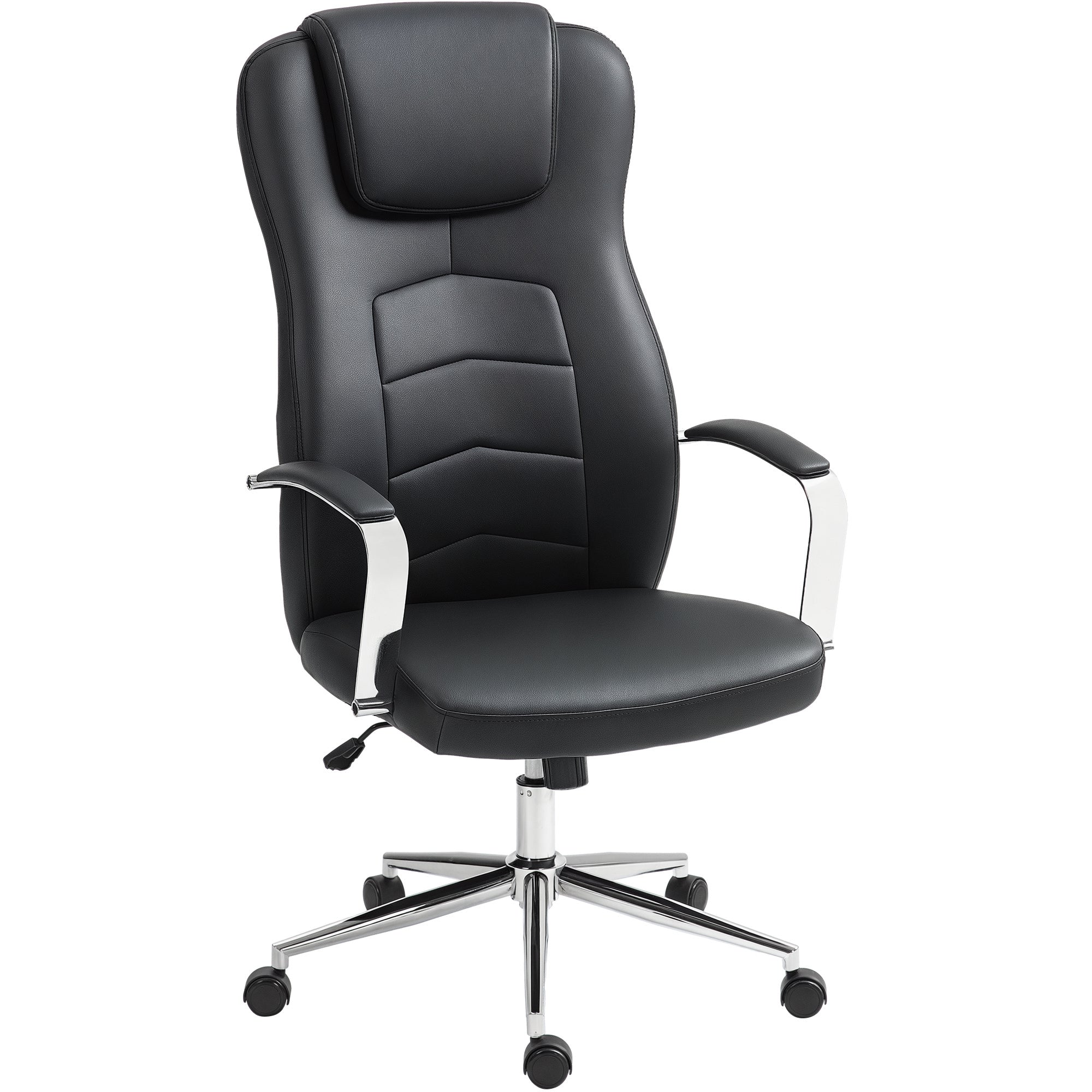 Office Chair with Rocking Function, Padded Desk Chair, Height Adjustable Swivel Chair with Reclining Function, Holds Up to 120 kg, for Office, Study Room, Black