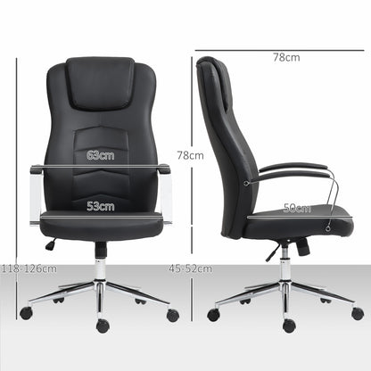 Office Chair with Rocking Function, Padded Desk Chair, Height Adjustable Swivel Chair with Reclining Function, Holds Up to 120 kg, for Office, Study Room, Black
