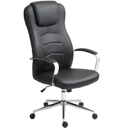 Office Chair with Rocking Function, Padded Desk Chair, Height Adjustable Swivel Chair with Reclining Function, Holds Up to 120 kg, for Office, Study Room, Black
