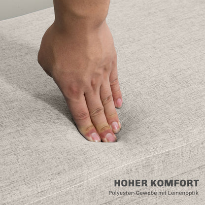 Bench with Storage, Upholstered Bench with Linen Look, Bed Bench with Wooden Legs, Storage Bench for Living Room Bedroom Hallway 110 x 39 x 45 cm, Beige