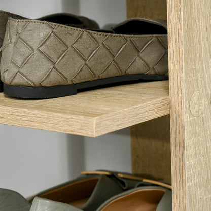 Entryway Wooden Shoe Rack, 6-Shelf Shoe Organizer with Top Shelf, 32x30x104cm, Oak