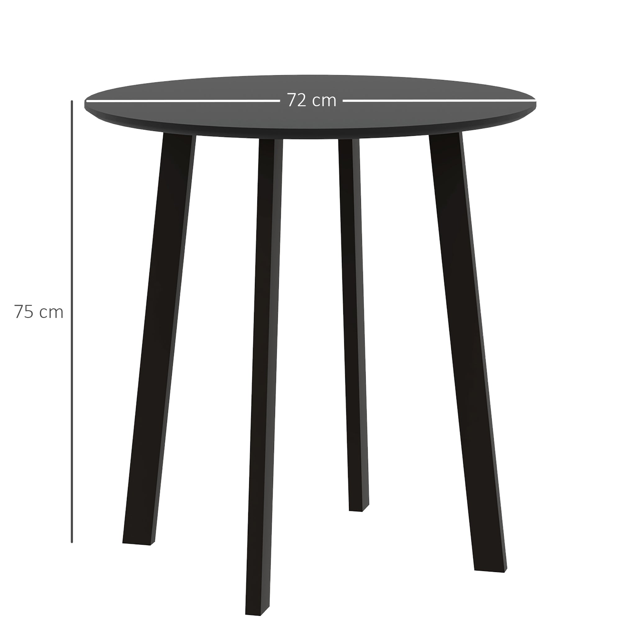 Dining Table 72 x 72 cm Round Kitchen Table for 2 Persons Modern Dining Table with Angled Legs, Table for Kitchen, Dining Room, and Living Room Black