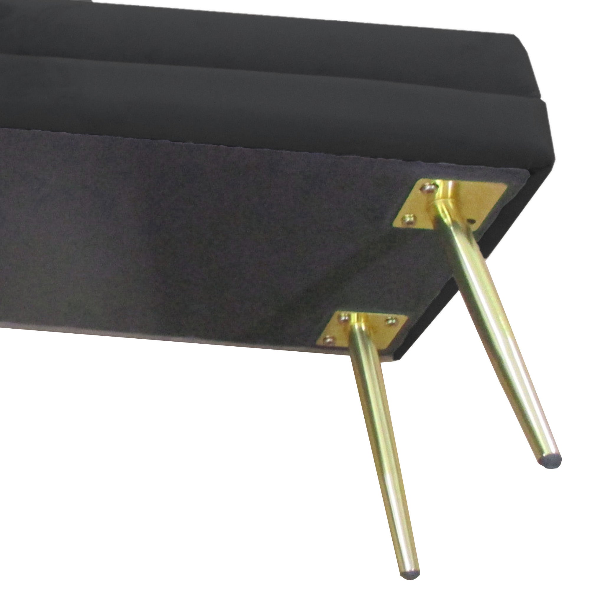 Storage Bench, Cushioned Bench with Storage, Velvet Look, Bed Bench with Steel Legs, Shoe Bench, Storage Bench for Living Room, Bedroom, Black, 100 x 37.5 x 42 cm
