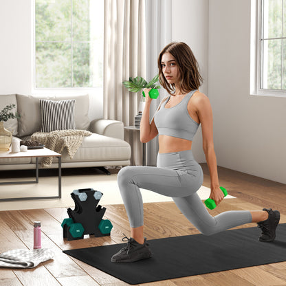 SPORTNOW Dumbbell Set 6 Dumbbells with Dumbbell Rack, 2 x 1kg, 2 x 3kg, 2 x 5kg Metal Dumbbell Set for Fitness, Gymnastics, Home