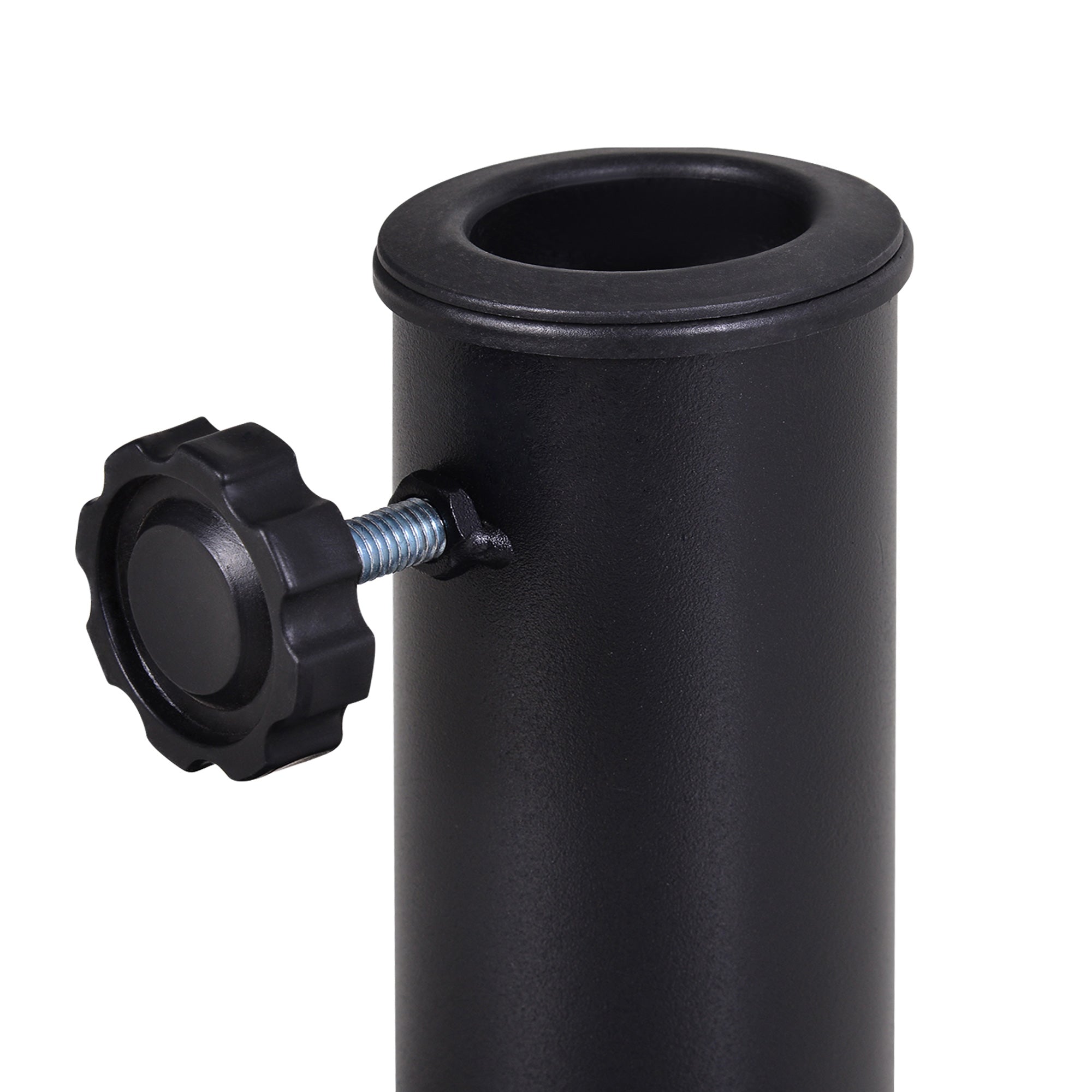 Umbrella Stand Half-Circle Base Weight Resin Cast Iron Look Flower Pattern with Tightening Knob, 50L x 31W x 32H cm, Black