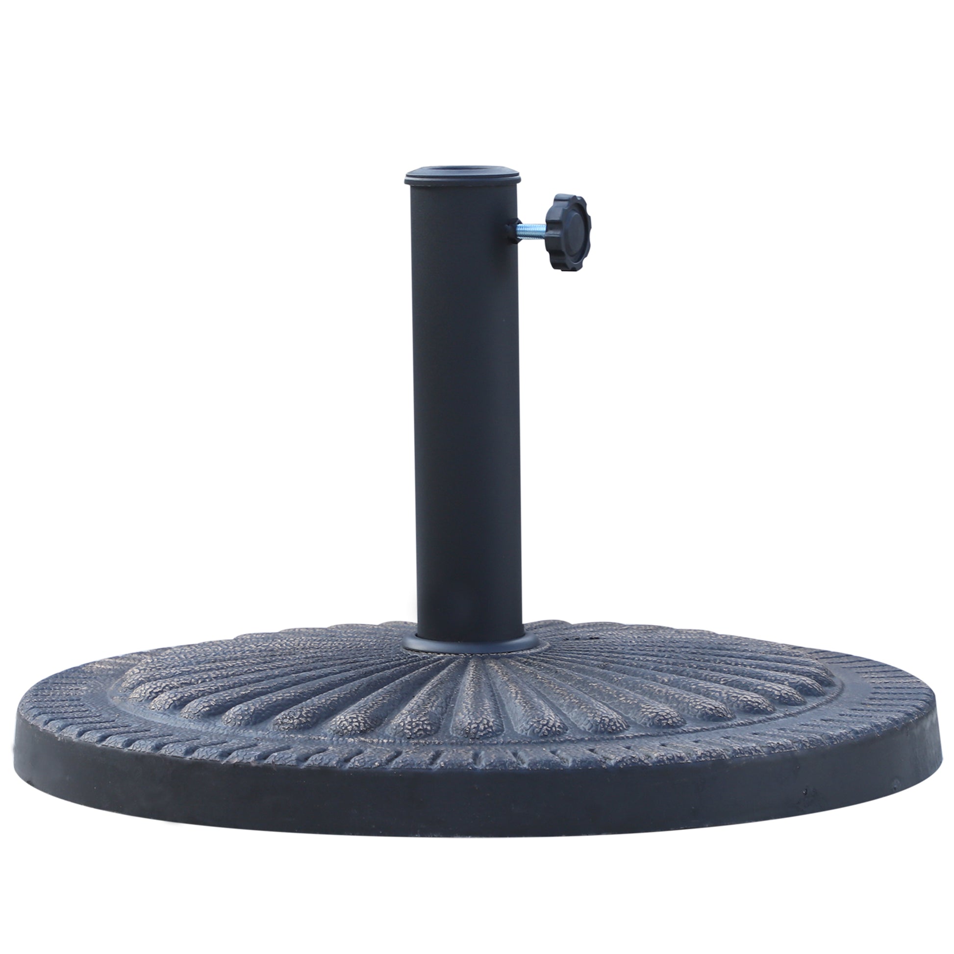 Umbrella Base Diameter 3.8-4.8cm Floral Motif with Knob Weight 15KG Garden Resin 49x32cm