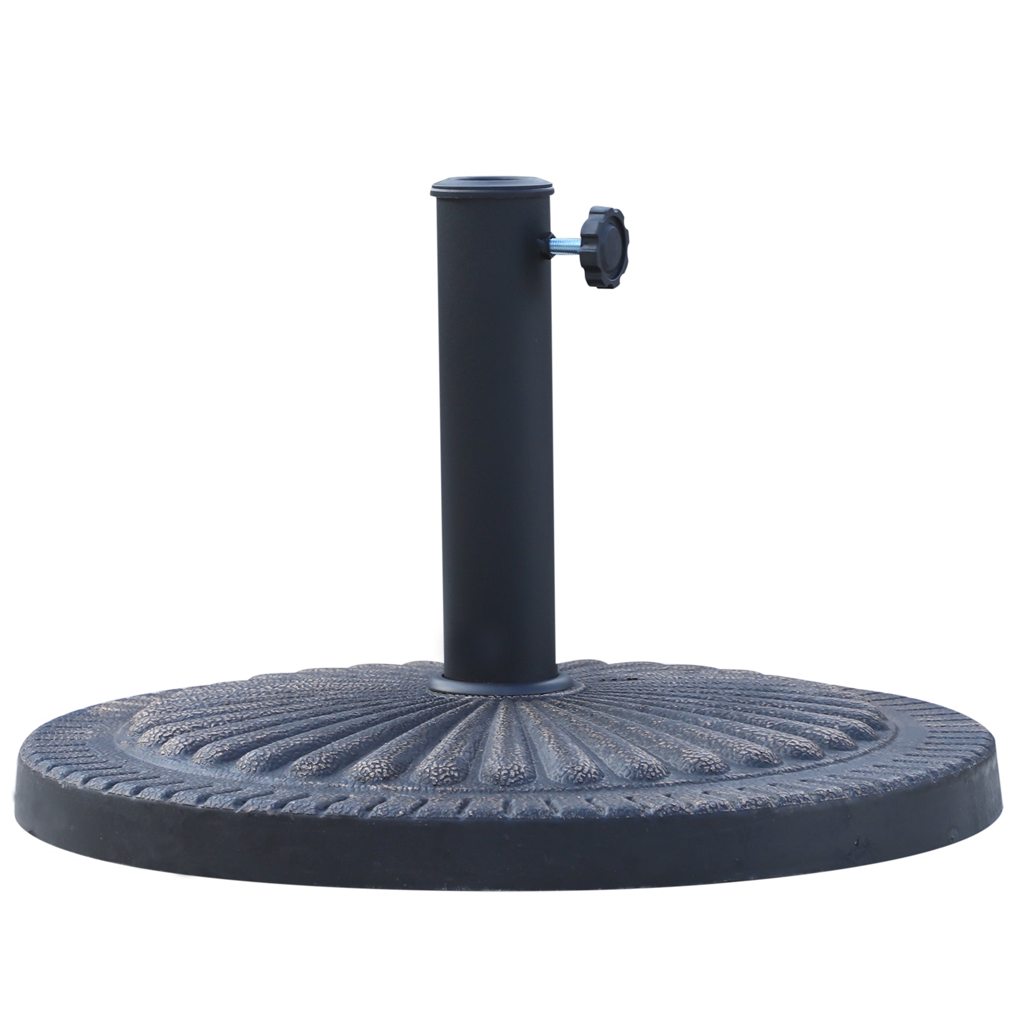 Umbrella Base Diameter 3.8-4.8cm Floral Motif with Knob Weight 15KG Garden Resin 49x32cm
