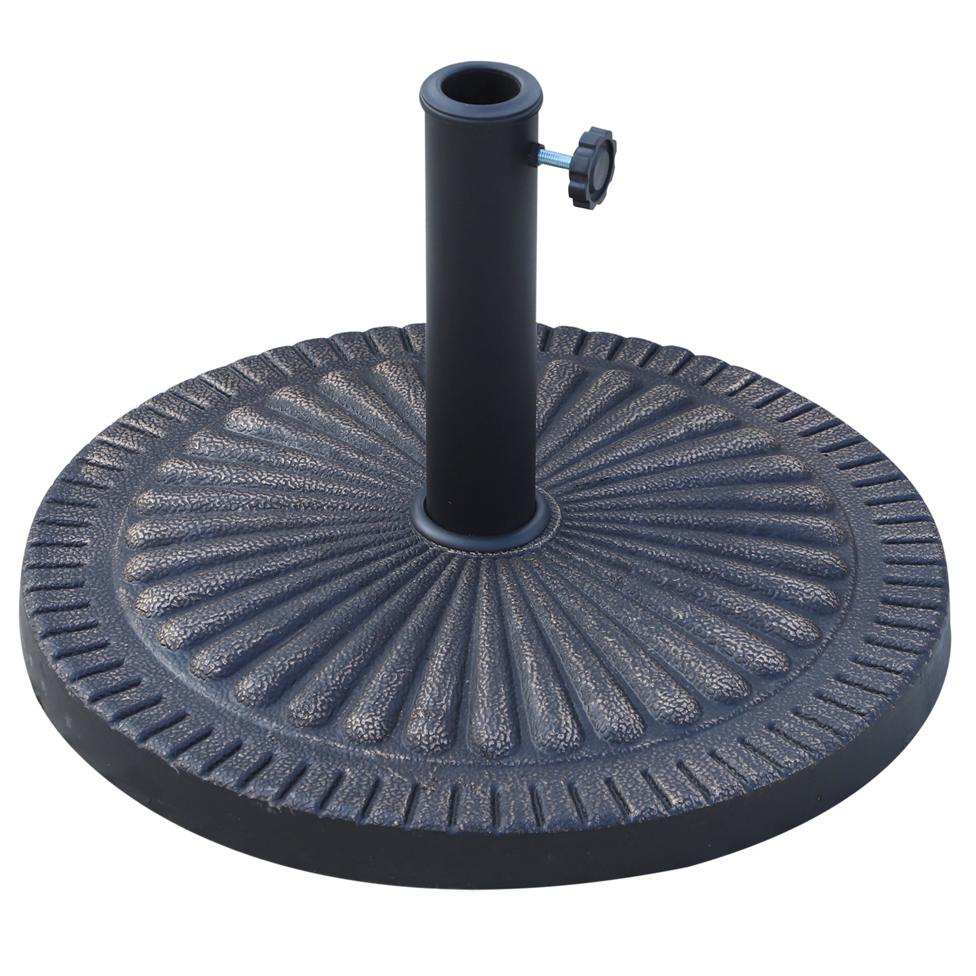 Umbrella Base Diameter 3.8-4.8cm Floral Motif with Knob Weight 15KG Garden Resin 49x32cm