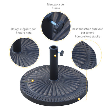 Umbrella Base Diameter 3.8-4.8cm Floral Motif with Knob Weight 15KG Garden Resin 49x32cm