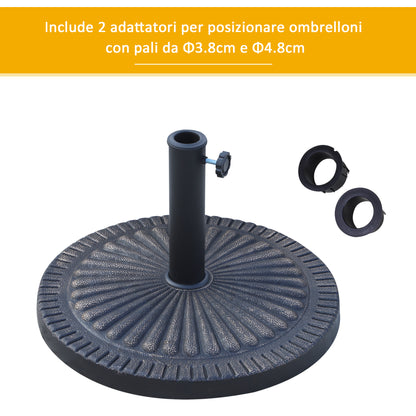 Umbrella Base Diameter 3.8-4.8cm Floral Motif with Knob Weight 15KG Garden Resin 49x32cm