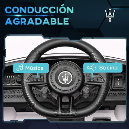 Electric Car for Kids 3+ Years Maserati Gran Turismo Folgore 2 Powerful Motors Electric Car with 12V Battery Speed 3-5 km/h Remote Control 2.4G Headlights Horn and MP3 White