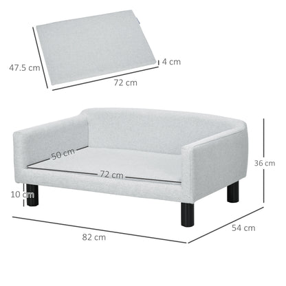 Pet Sofa with Soft Cover Pet Sofa with Wooden Legs Dog Bed 82 x 54 x 36 cm