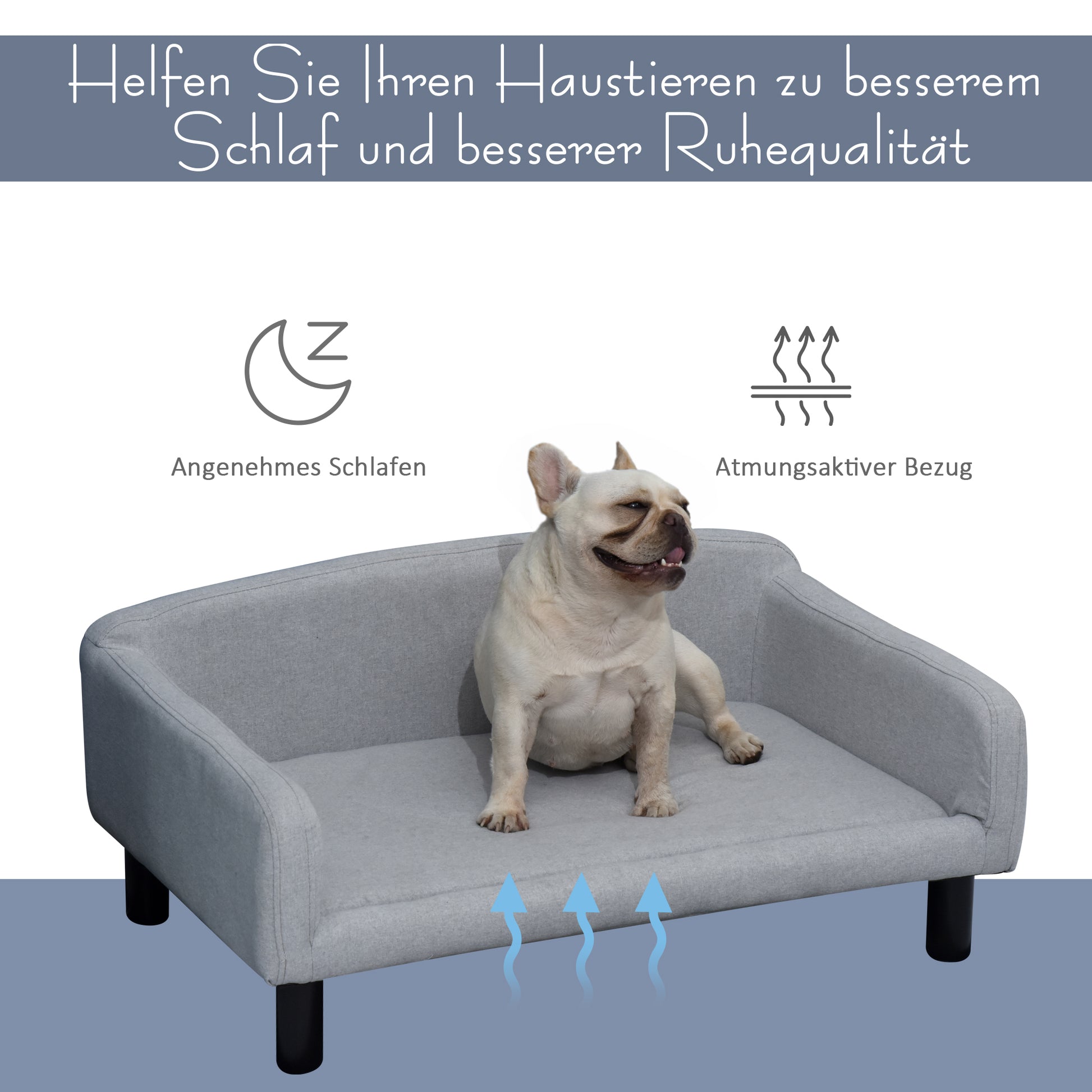 Pet Sofa with Soft Cover Pet Sofa with Wooden Legs Dog Bed 82 x 54 x 36 cm