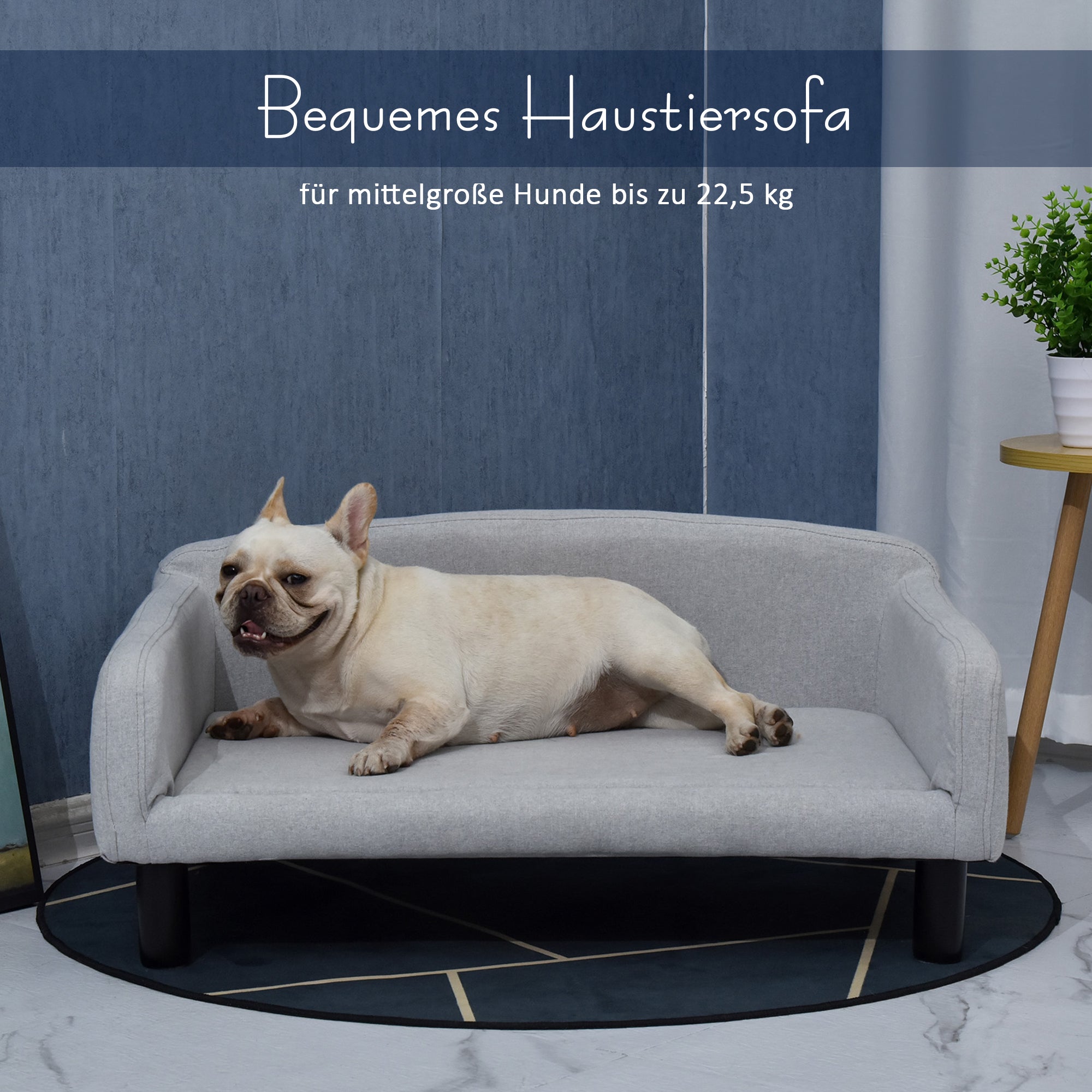 Pet Sofa with Soft Cover Pet Sofa with Wooden Legs Dog Bed 82 x 54 x 36 cm