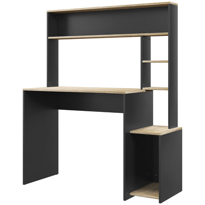 Desk with Shelves Modern Computer Desk with Monitor Stand CPU Office Study 114x45x138 cm Gray and Natural