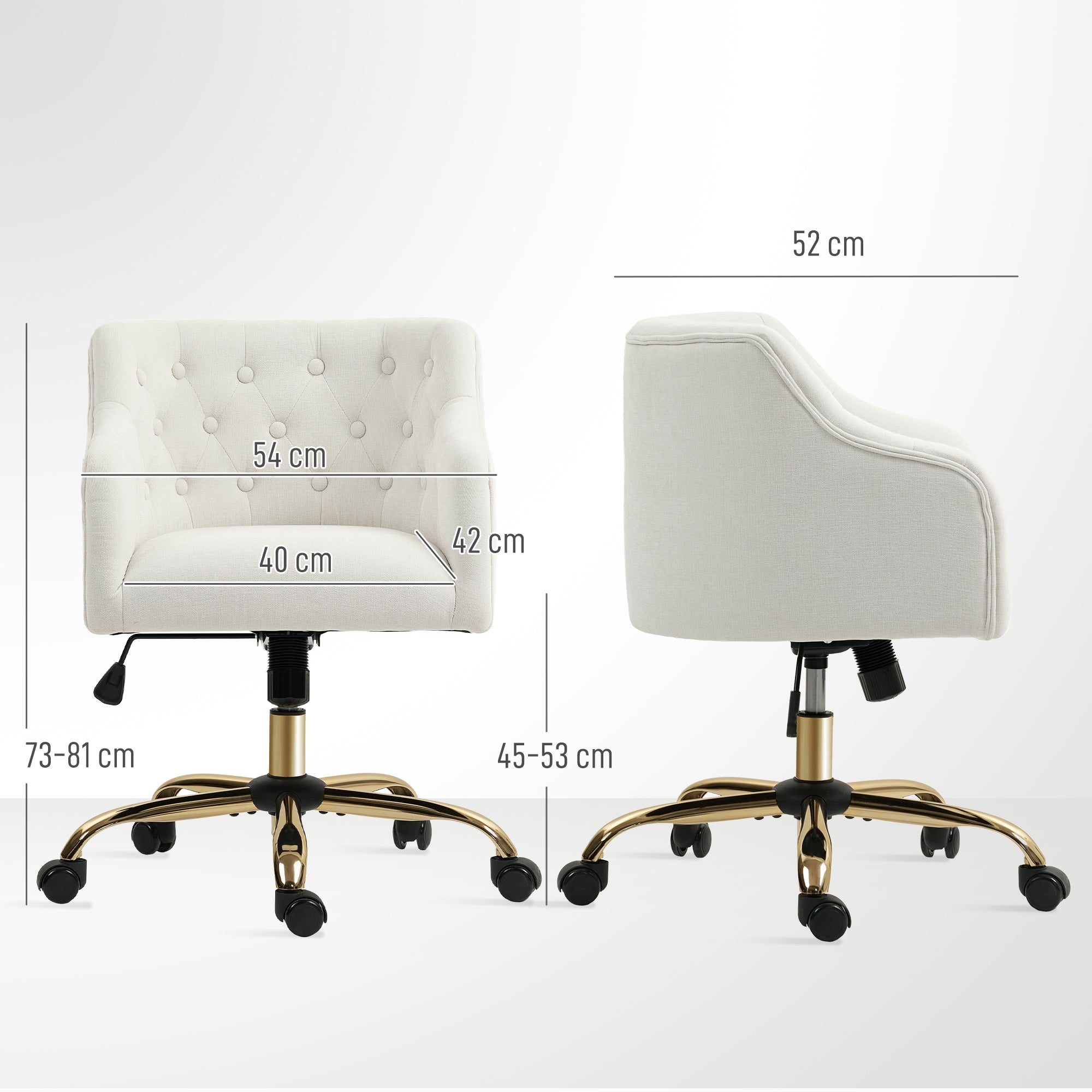 Home Office Chair, Desk Chair Swivel Chair Height Adjustable Office Chair with Rocking Function, Linen Look, Makeup Chair for Bedroom, Study, Beige