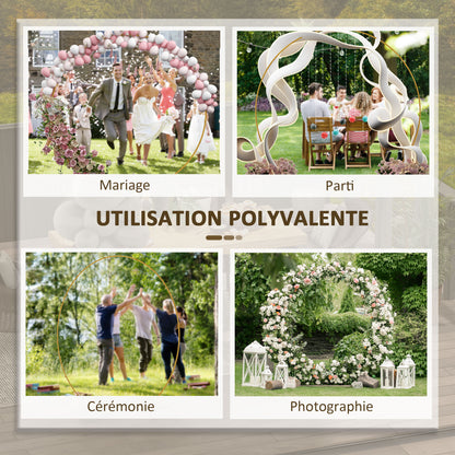 Ornamental Round Balloon Arch Kit Garden Arch Rose Arch Climbing Plant Arch for Wedding, Birthday, Ceremony, and Banquet in Golden Steel 2.24m