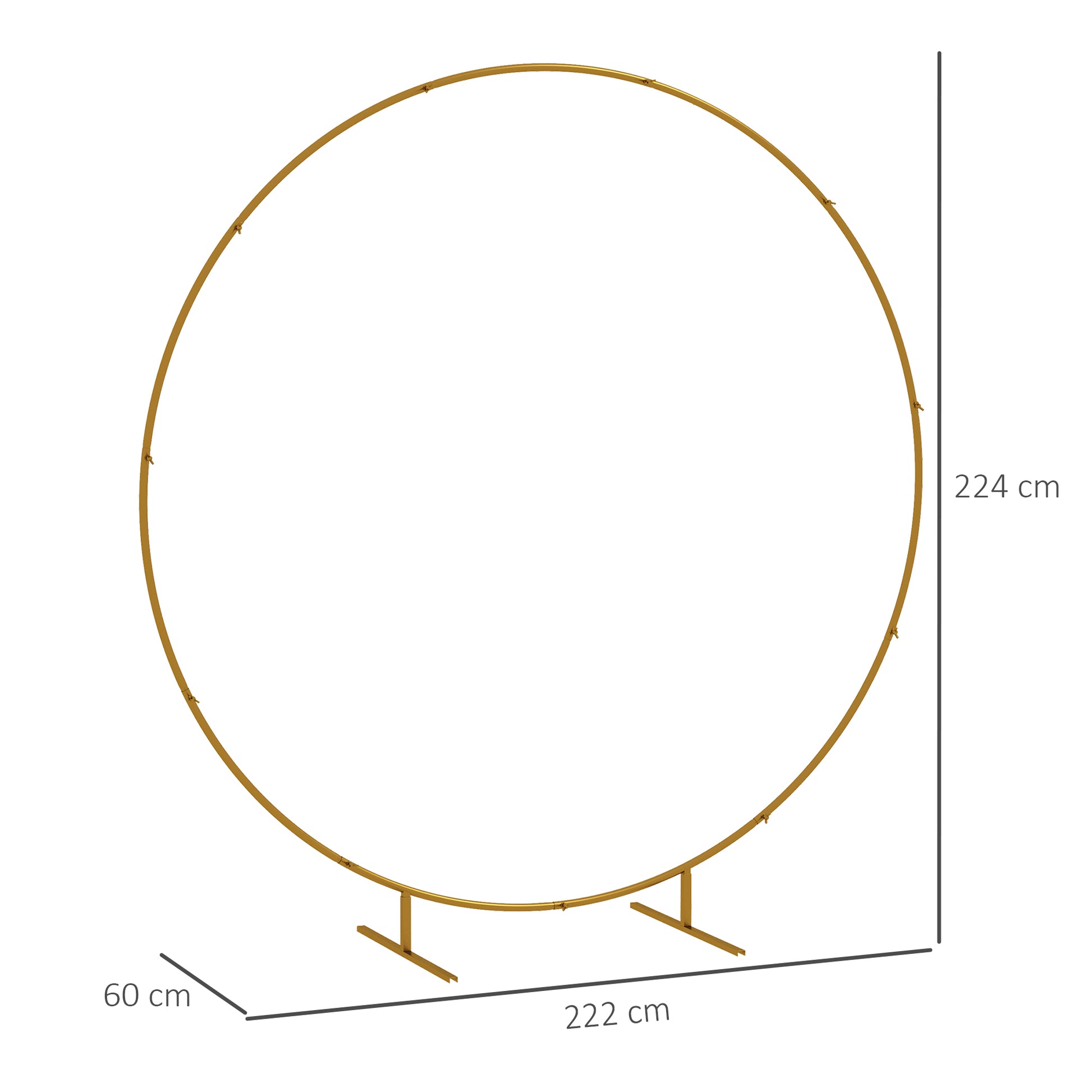 Ornamental Round Balloon Arch Kit Garden Arch Rose Arch Climbing Plant Arch for Wedding, Birthday, Ceremony, and Banquet in Golden Steel 2.24m