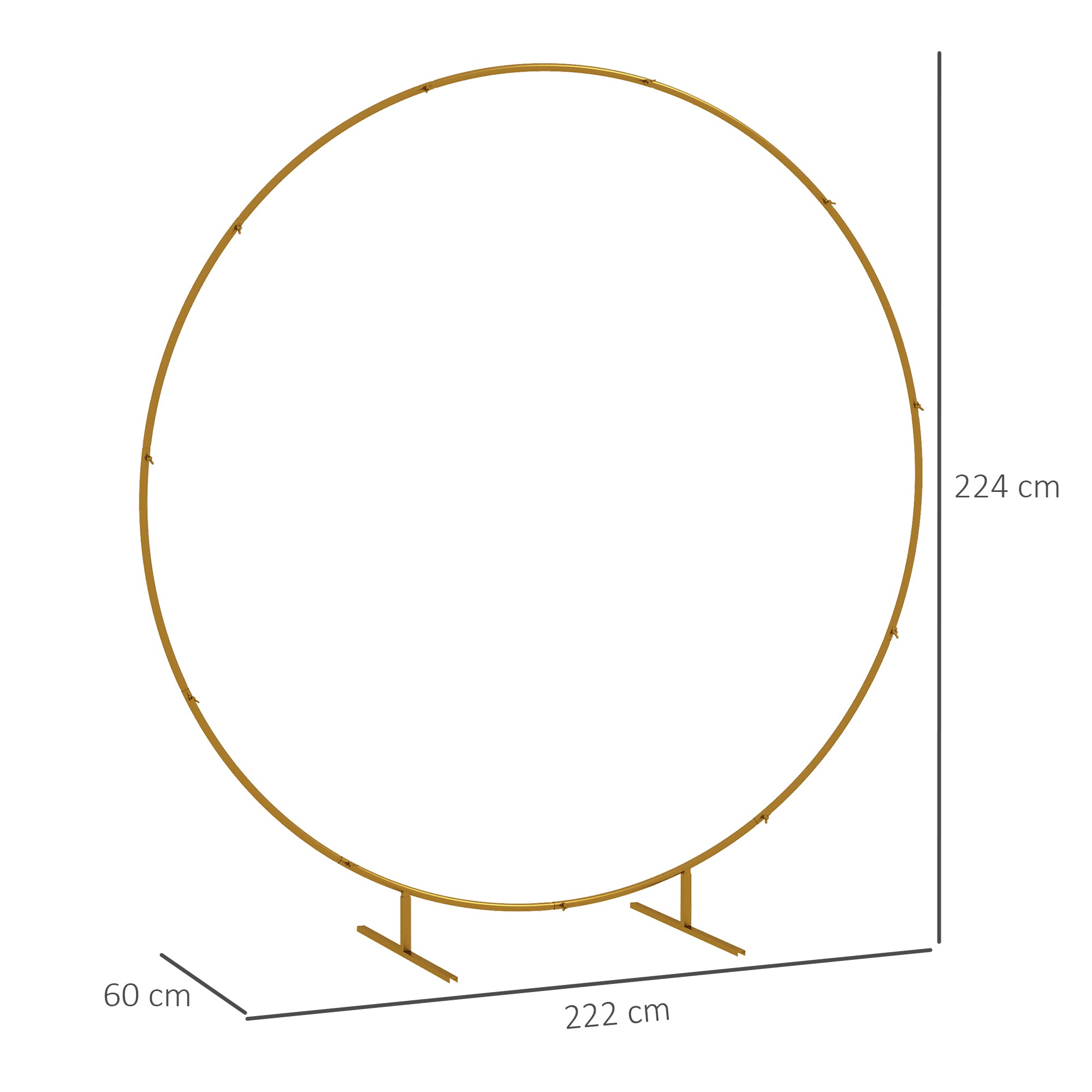 Ornamental Round Balloon Arch Kit Garden Arch Rose Arch Climbing Plant Arch for Wedding, Birthday, Ceremony, and Banquet in Golden Steel 2.24m