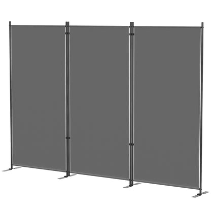 3-Panel Folding Screen, 260 x 180 cm (102.4 x 70.9 in), Room Divider with Metal Frame, UPF 30+, Indoor/Outdoor for Garden, Patio, Terrace, Dark Gray
