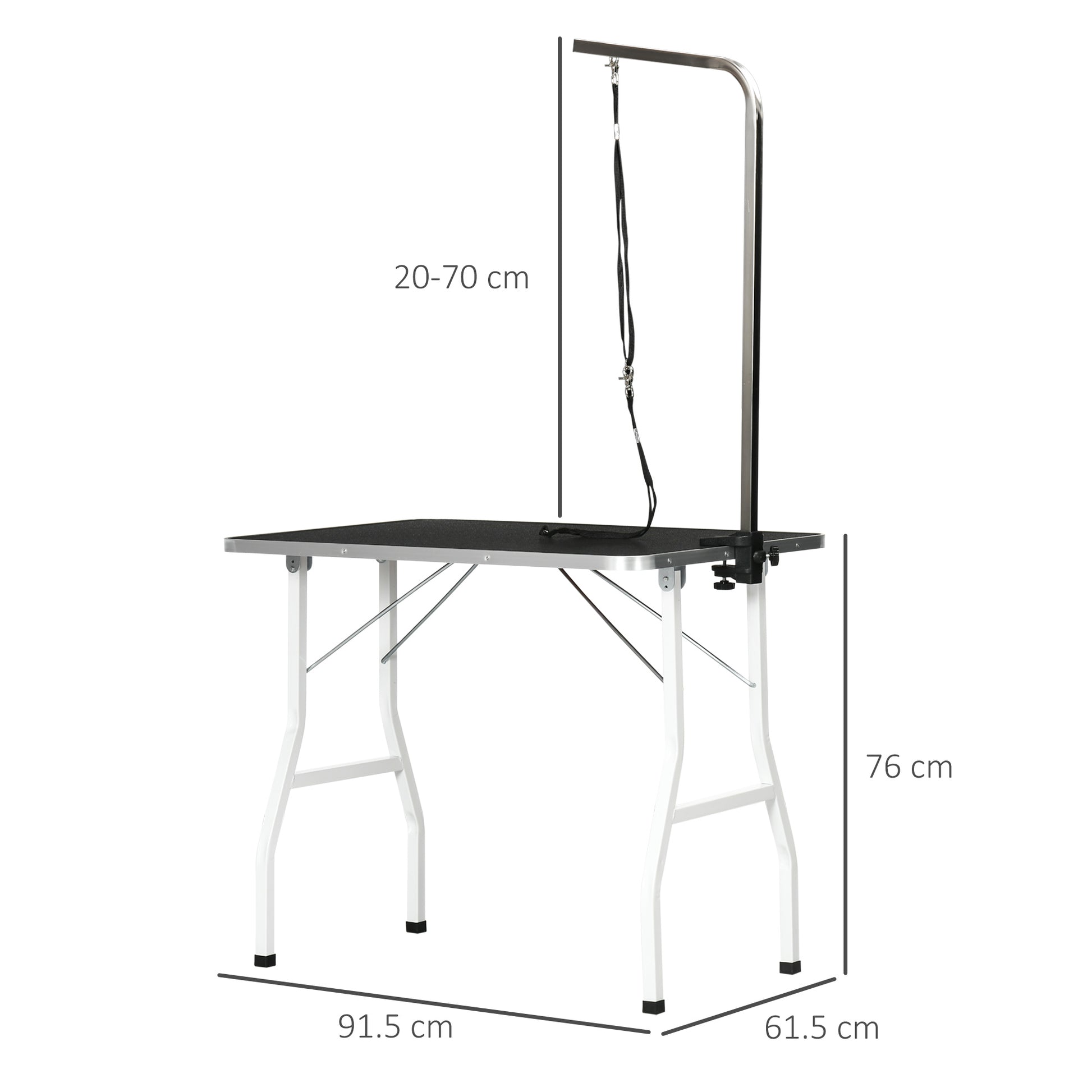 Pet Grooming Table Pet Trimming Table Dog Grooming Table with Loops Pet Grooming Table for Household Bathing Hair Drying and Hair Cutting adjustable height Black