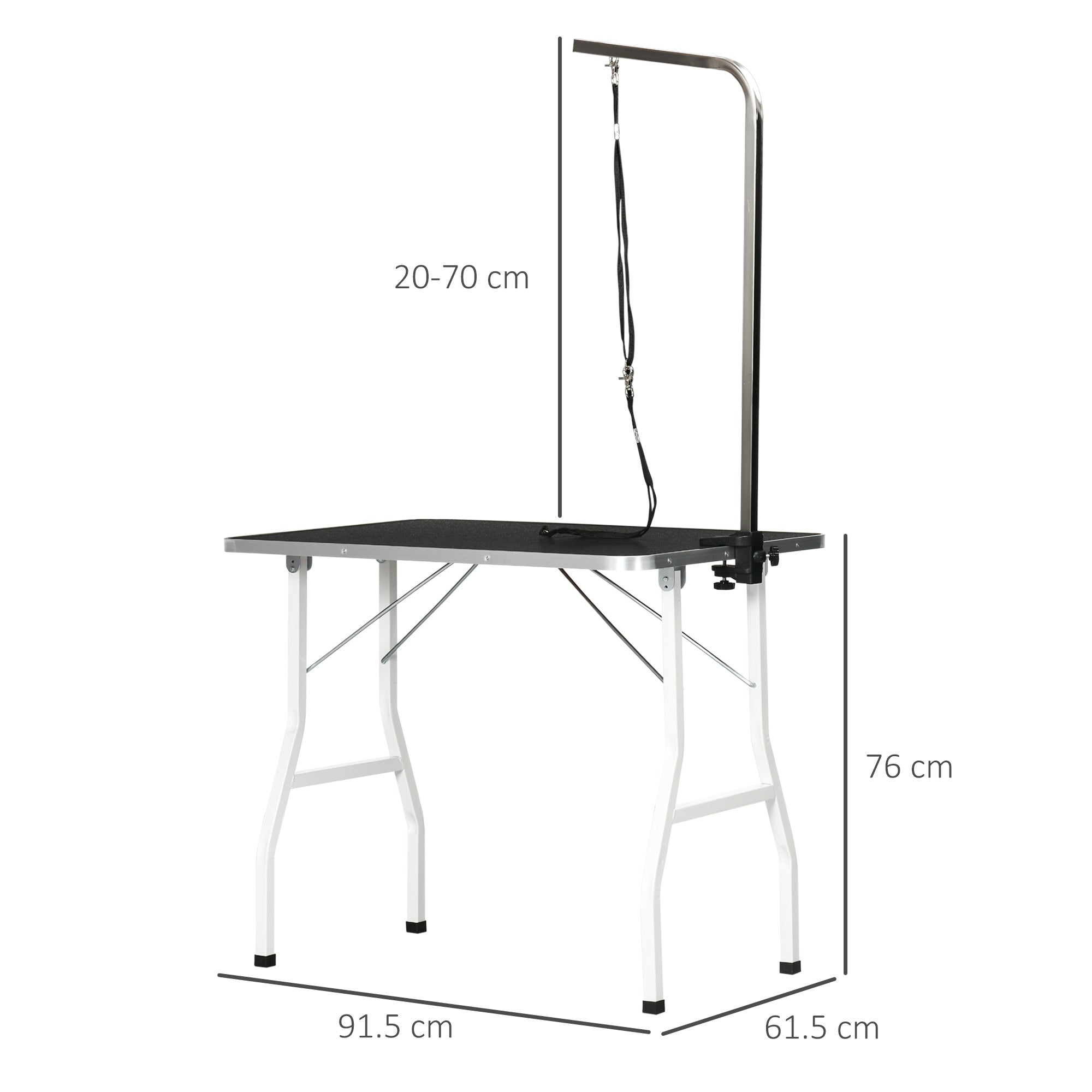 Pet Grooming Table Pet Trimming Table Dog Grooming Table with Loops Pet Grooming Table for Household Bathing Hair Drying and Hair Cutting adjustable height Black