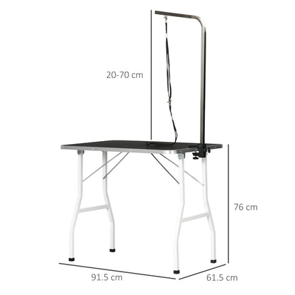 Pet Grooming Table Pet Trimming Table Dog Grooming Table with Loops Pet Grooming Table for Household Bathing Hair Drying and Hair Cutting adjustable height Black