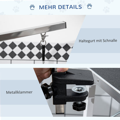 Pet Grooming Table Pet Trimming Table Dog Grooming Table with Loops Pet Grooming Table for Household Bathing Hair Drying and Hair Cutting adjustable height Black