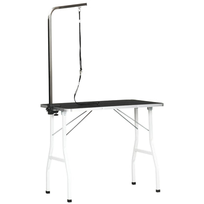 Pet Grooming Table Pet Trimming Table Dog Grooming Table with Loops Pet Grooming Table for Household Bathing Hair Drying and Hair Cutting adjustable height Black