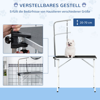 Pet Grooming Table Pet Trimming Table Dog Grooming Table with Loops Pet Grooming Table for Household Bathing Hair Drying and Hair Cutting adjustable height Black