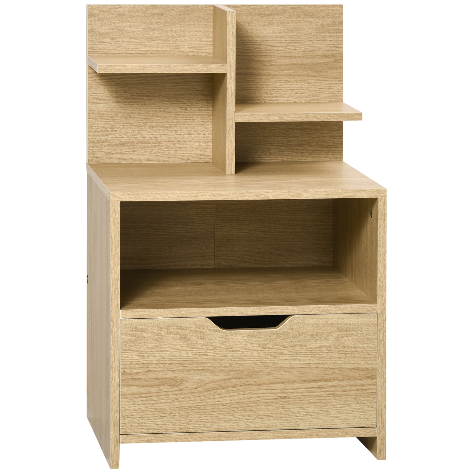 Modern Wooden Bedside Table Nightstand with Drawer and Storage Shelves Side Table for Living Room Bedroom 45x35x73 cm Natural