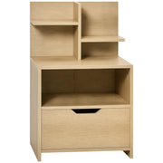 Modern Wooden Bedside Table Nightstand with Drawer and Storage Shelves Side Table for Living Room Bedroom 45x35x73 cm Natural