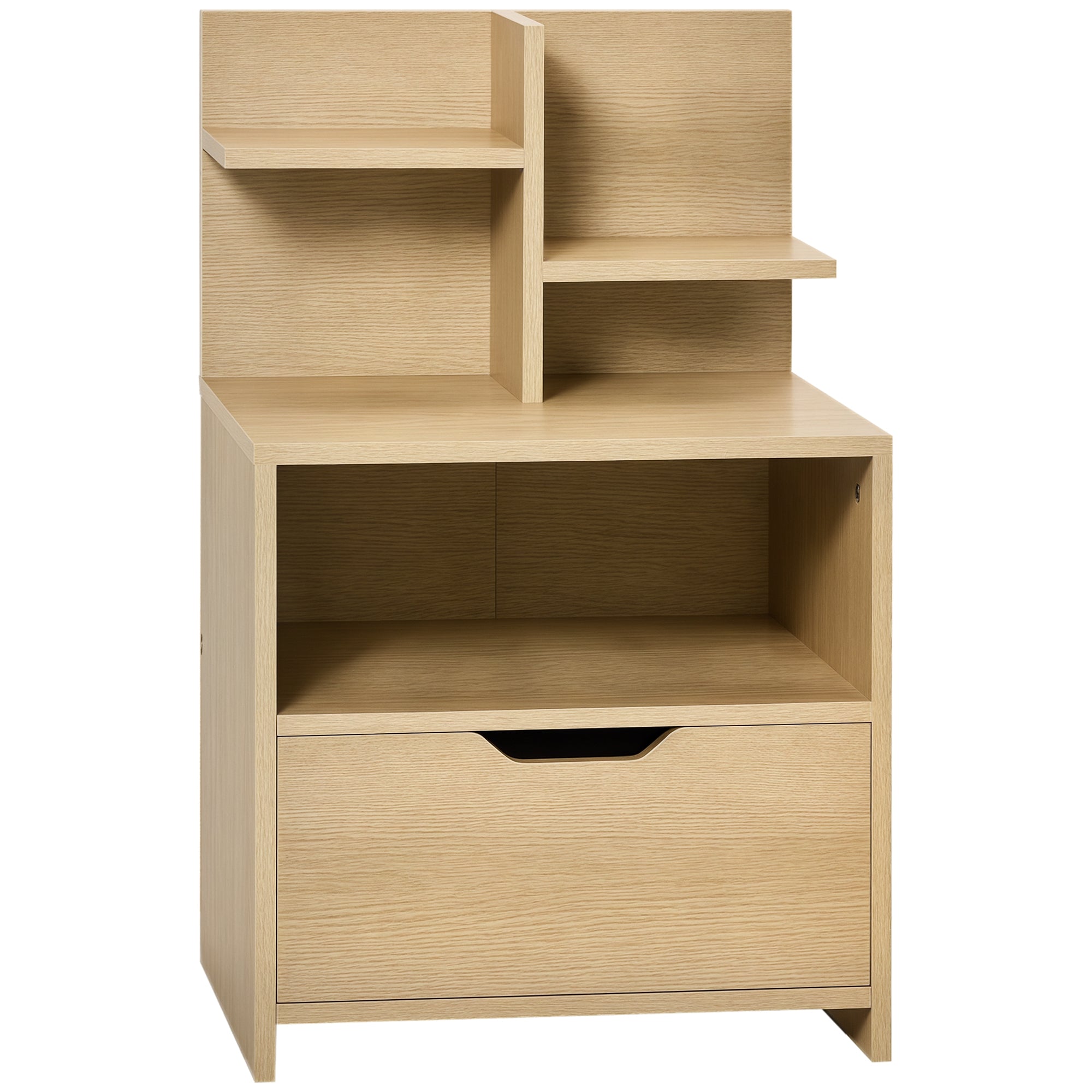 Modern Wooden Bedside Table Nightstand with Drawer and Storage Shelves Side Table for Living Room Bedroom 45x35x73 cm Natural