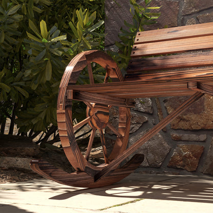 Wooden Swing Bench, Swing Bench with Armrest, 2 Seater Garden Bench, Wooden Bench for Garden, Balcony, Up to 240 kg Load Capacity, Charred, 105 x 88 x 74 cm