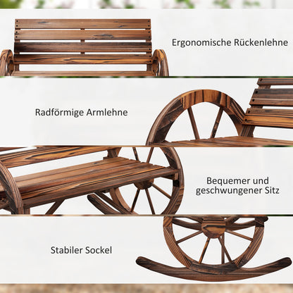 Wooden Swing Bench, Swing Bench with Armrest, 2 Seater Garden Bench, Wooden Bench for Garden, Balcony, Up to 240 kg Load Capacity, Charred, 105 x 88 x 74 cm