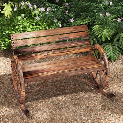 Wooden Swing Bench, Swing Bench with Armrest, 2 Seater Garden Bench, Wooden Bench for Garden, Balcony, Up to 240 kg Load Capacity, Charred, 105 x 88 x 74 cm