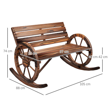 Wooden Swing Bench, Swing Bench with Armrest, 2 Seater Garden Bench, Wooden Bench for Garden, Balcony, Up to 240 kg Load Capacity, Charred, 105 x 88 x 74 cm
