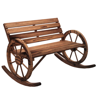 Wooden Swing Bench, Swing Bench with Armrest, 2 Seater Garden Bench, Wooden Bench for Garden, Balcony, Up to 240 kg Load Capacity, Charred, 105 x 88 x 74 cm