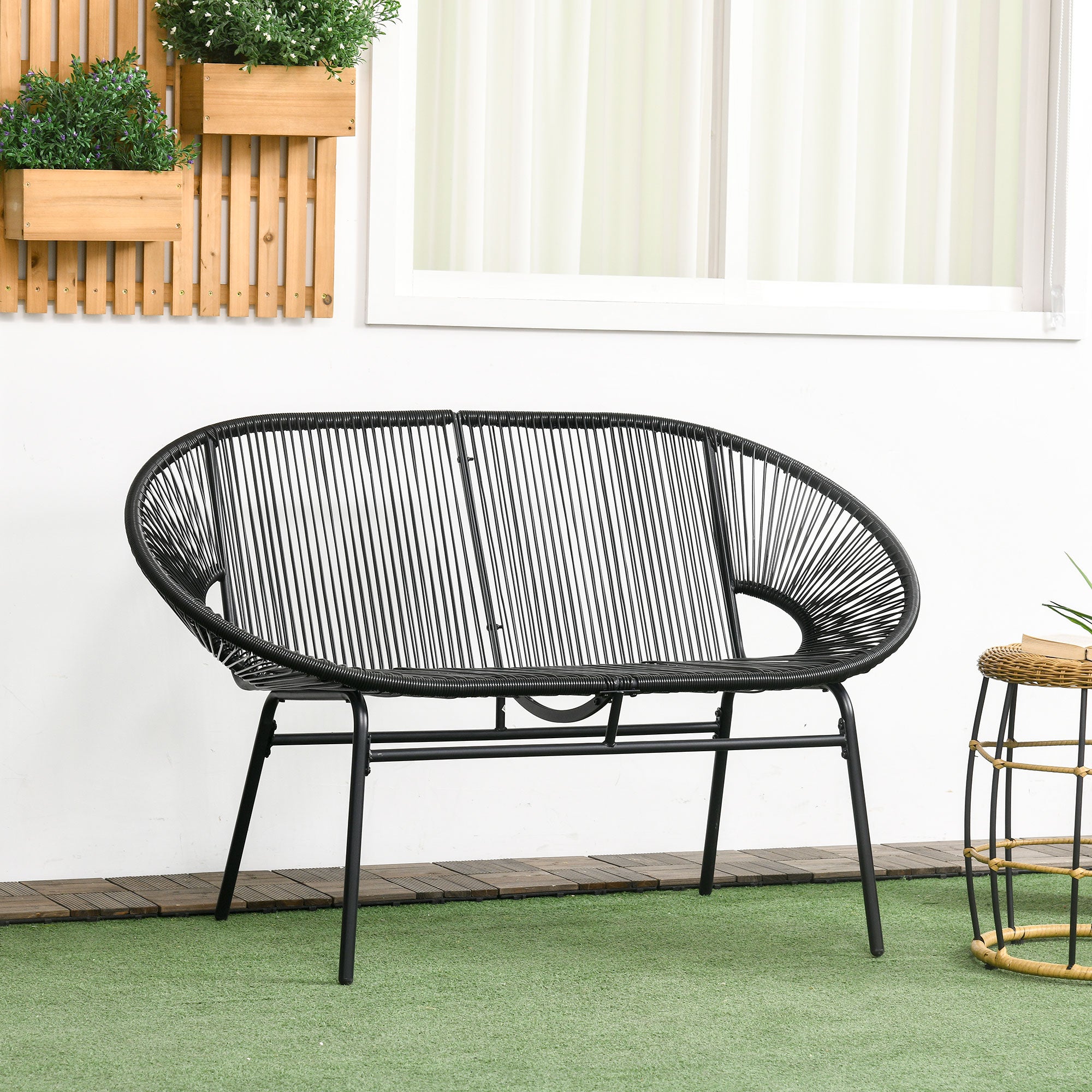 Rattan Armchair, Outdoor Chair made of Polyrattan, Weatherproof Garden Chair up to 260kg load capacity, Garden Chairs for Garden Balcony, Porch, Patio, Black