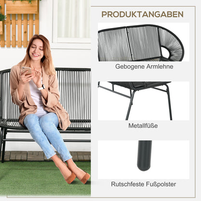 Rattan Armchair, Outdoor Chair made of Polyrattan, Weatherproof Garden Chair up to 260kg load capacity, Garden Chairs for Garden Balcony, Porch, Patio, Black