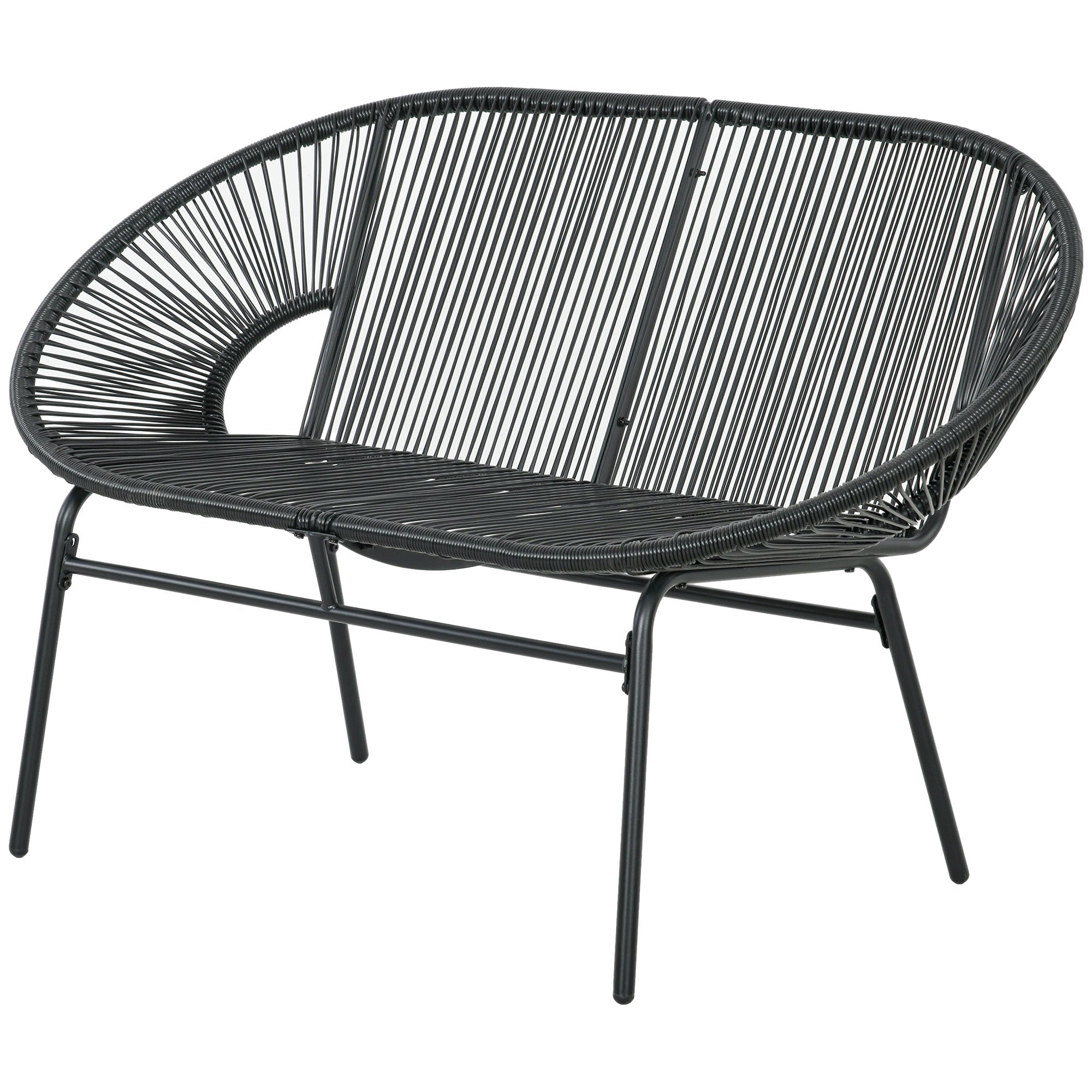 Rattan Armchair, Outdoor Chair made of Polyrattan, Weatherproof Garden Chair up to 260kg load capacity, Garden Chairs for Garden Balcony, Porch, Patio, Black