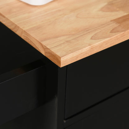 Kitchen Cart on Wheels Serving Cart Kitchen Island with Drawer, Cupboard, and Towel Holder - 83L x 45W x 91.5H cm Black