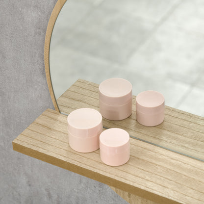 Round Wall Mirror with Bathroom Storage Shelf - Ø 45 x 10H cm - Natural Wood Effect