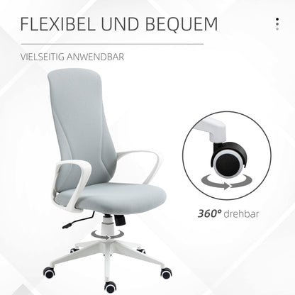 Office Chair with Tilt Function, Height Adjustable Desk Chair, Ergonomic Computer Chair, Rotating PC Chair for Home Office, Stretch Fabric, Light Gray