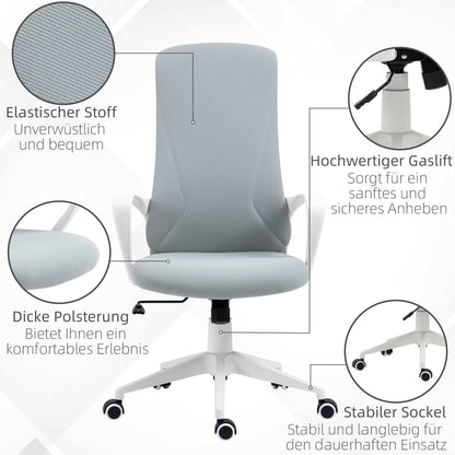 Office Chair with Tilt Function, Height Adjustable Desk Chair, Ergonomic Computer Chair, Rotating PC Chair for Home Office, Stretch Fabric, Light Gray