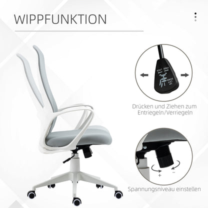 Office Chair with Tilt Function, Height Adjustable Desk Chair, Ergonomic Computer Chair, Rotating PC Chair for Home Office, Stretch Fabric, Light Gray