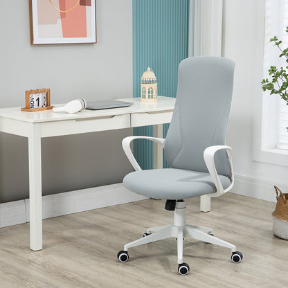 Office Chair with Tilt Function, Height Adjustable Desk Chair, Ergonomic Computer Chair, Rotating PC Chair for Home Office, Stretch Fabric, Light Gray